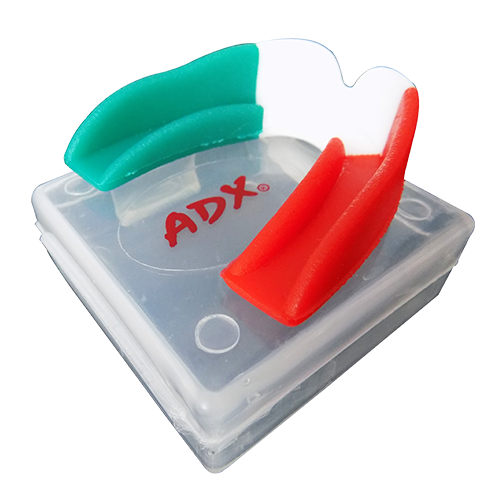 Protector bucal sencillo termoformable tricolor (con estuche). – ADX